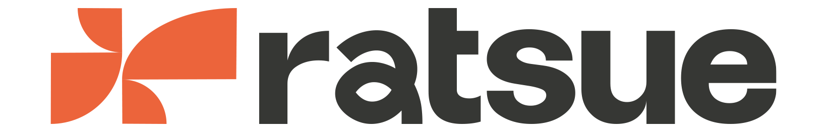 Logo da Ratsue em laranja e grafite